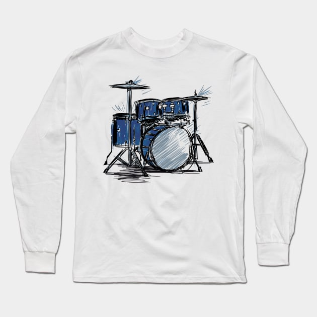 Drums Painting Long Sleeve T-Shirt by EarlAdrian